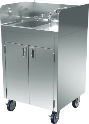 Winholt - One Compartment Mobile Hand Sink - STCT-BHD2436PUMP-WH (Non-Cancelable Item, ETA 2-4 Weeks, SPECIAL ORDER)