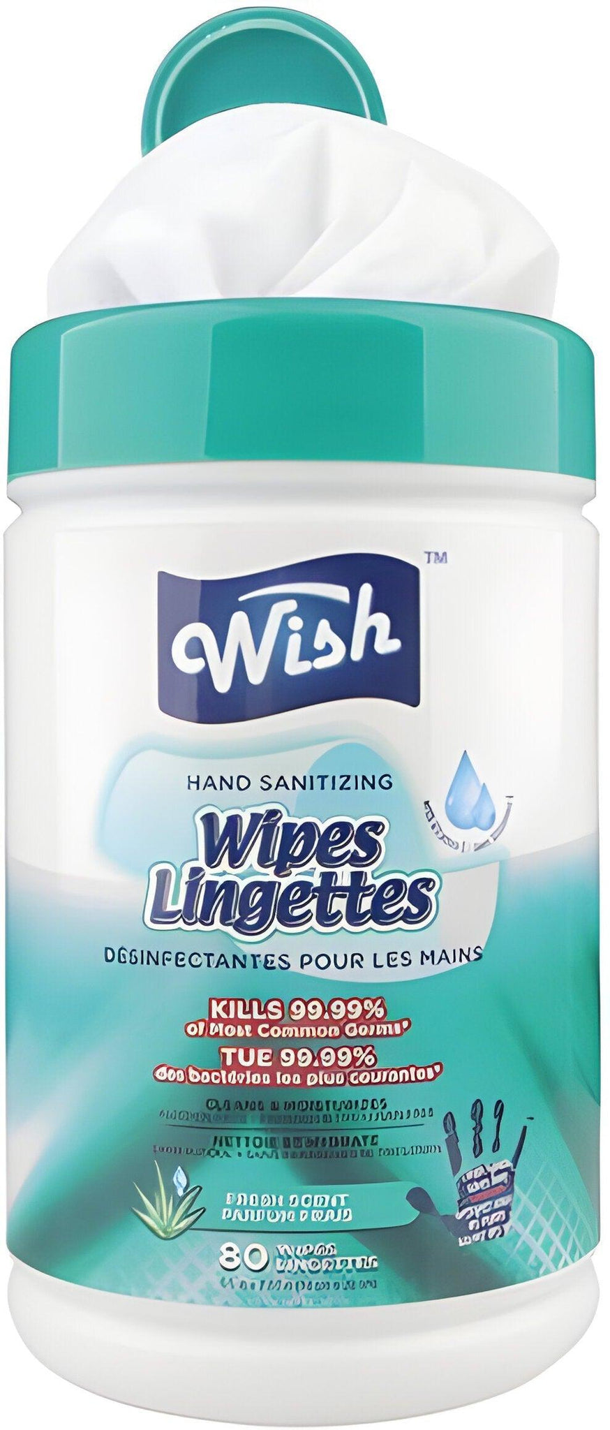 Wish - Hand Sanitizing Wipes Fresh Aloe, 80 Wipes/Tub - PS60413F