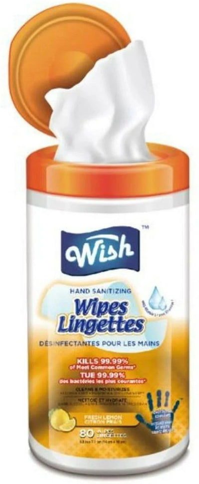 Wish - Lemon Hand Sanitizer Towel, 80/PC - 60412