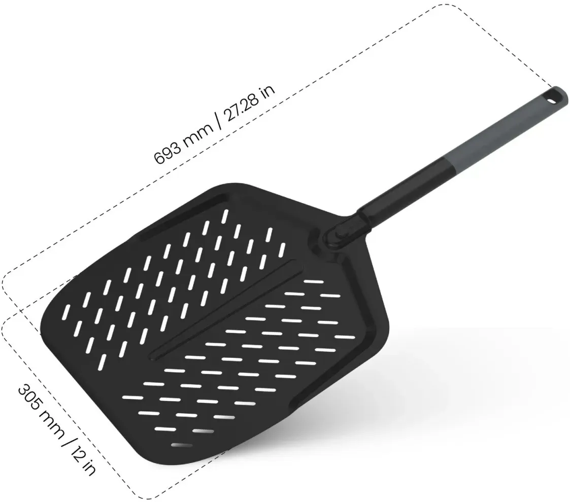 Witt - 12” Perforated Pizza Peel Black with Soft Grip Handle - WI48651034