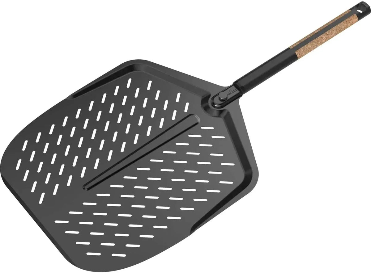 Witt - 14” Perforated Pizza Peel Black with Cork Handle - WI48651036