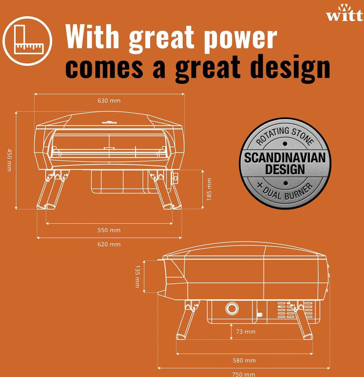 Witt - ETNA FERMO 1-Burner Graphite Pizza Oven - WI80650060