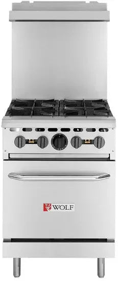 Wolf - 142,000 BTU Natural Gas 24" Manual Range with 4 Burners and Compact Oven - WX24-4BN