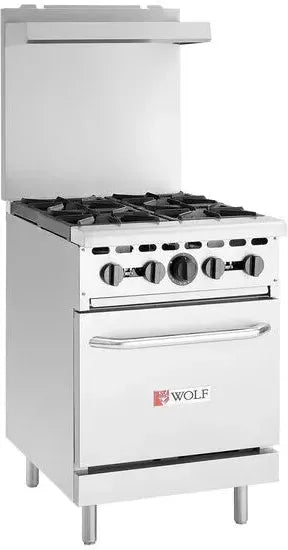 Wolf - 142,000 BTU Natural Gas 24" Manual Range with 4 Burners and Compact Oven - WX24-4BN
