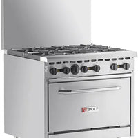 Wolf - 198,000 BTU Natural Gas 36" Manual Range with 6 Burners and Standard Oven - WX36-6BN