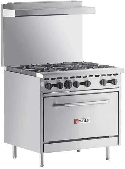 Wolf - 198,000 BTU Liquid Propane 36" Manual Range with 6 Burners and Standard Oven - WX36-6BP