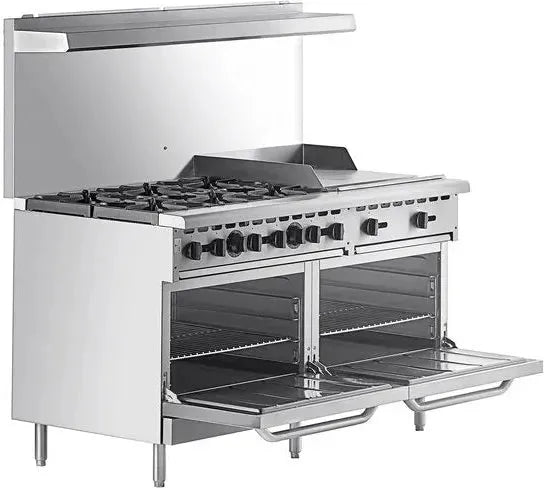 Wolf - 258,000 BTU Liquid Propane 60" Manual Range with 6 Burners, 24" Right Side Griddle, and 2 Standard Ovens - WX60F-6B24GP