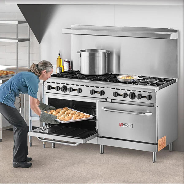 Wolf - 340,000 BTU Liquid Propane 60" Manual Range with 10 Burners and 2 Standard Ovens - WX60-10BP