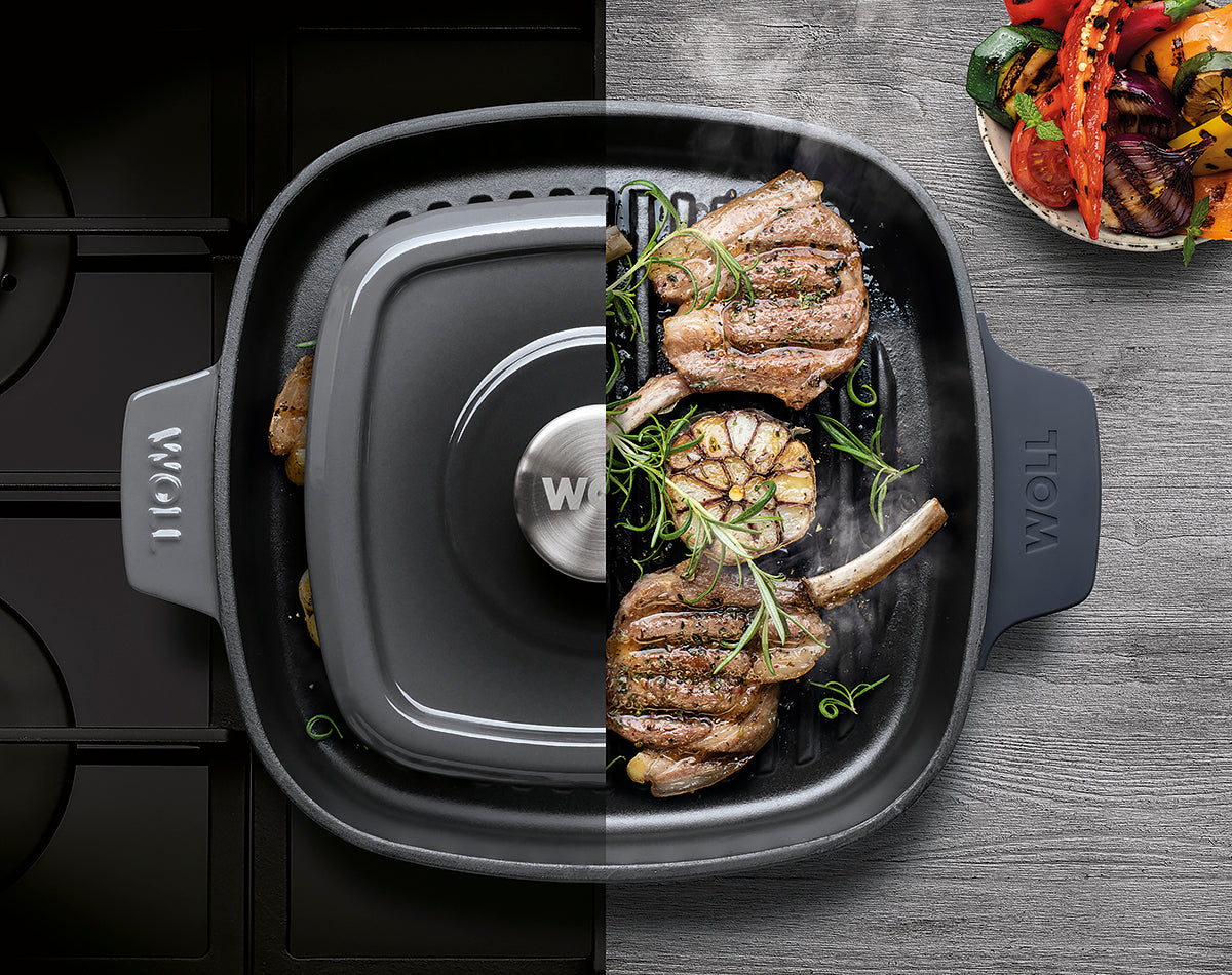 Woll - 11" x 11" Blue Iron Non-Stick Grill With Press (28 x 28 CM) - 628-2CI-020