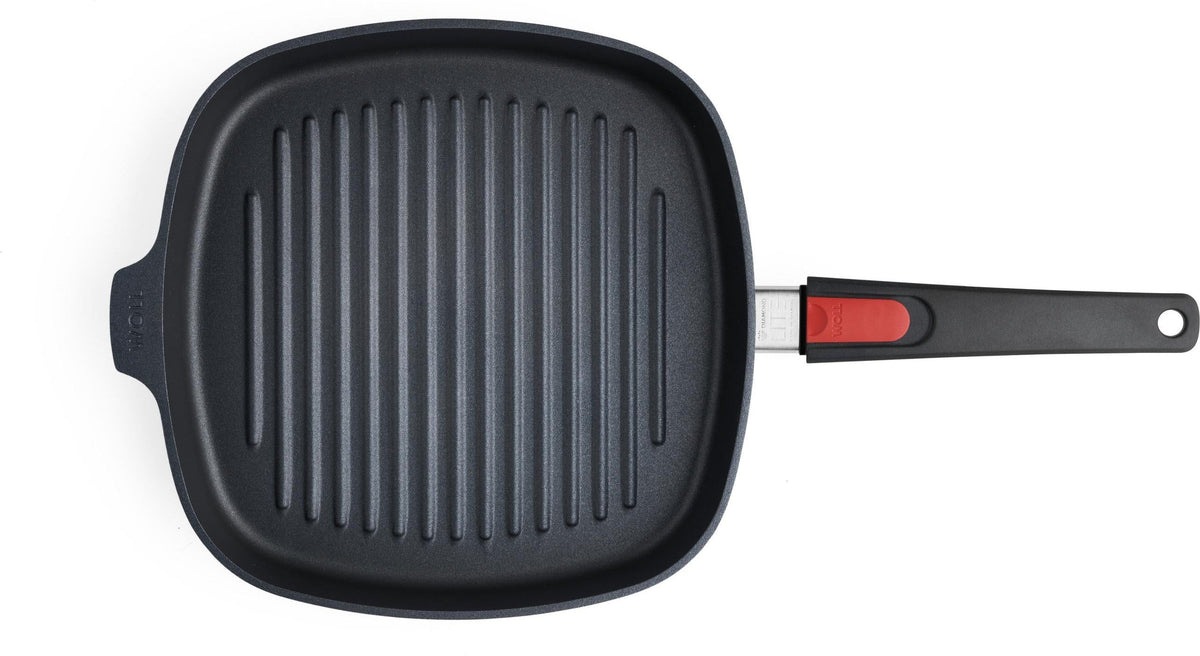 Woll - Diamond Lite 11" Non-Stick Grill Pan With Black Detachable Handle and Lid - 628-1DPIL