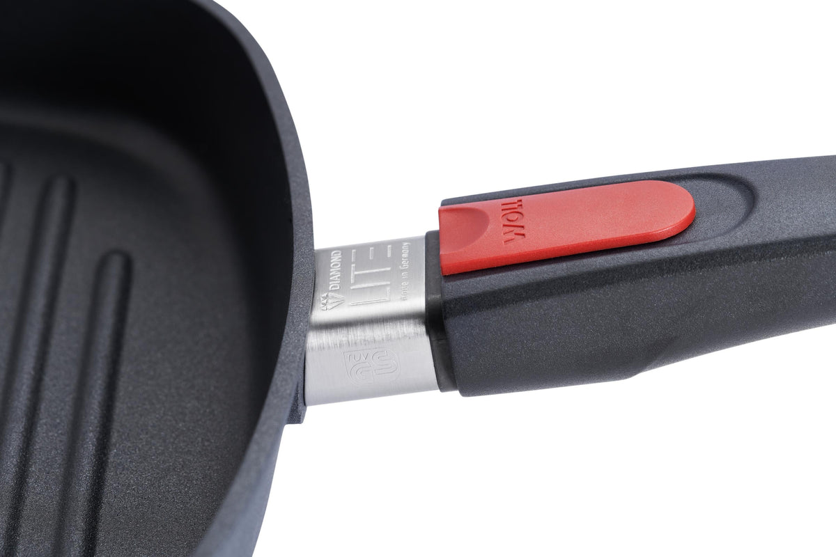 Woll - Diamond Lite 11" Non-Stick Grill Pan With Black Detachable Handle and Lid - 628-1DPIL