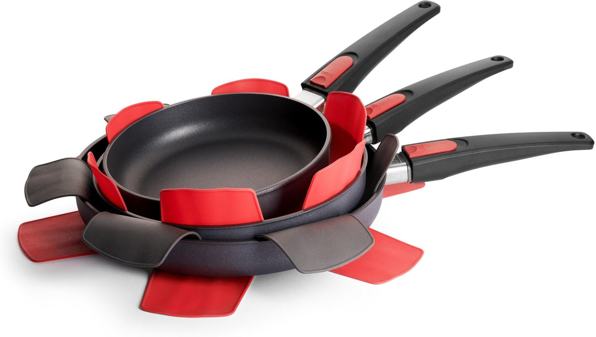 Woll - Red & Grey, Pack of 3 Silicone Pan Protectors, 3 pcs - PPSET1