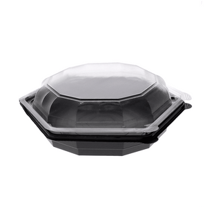Pactiv Evergreen - 9" Dual Color Shallow Hexagon Container, Black/Clear, 120 Count - YEH8-9090