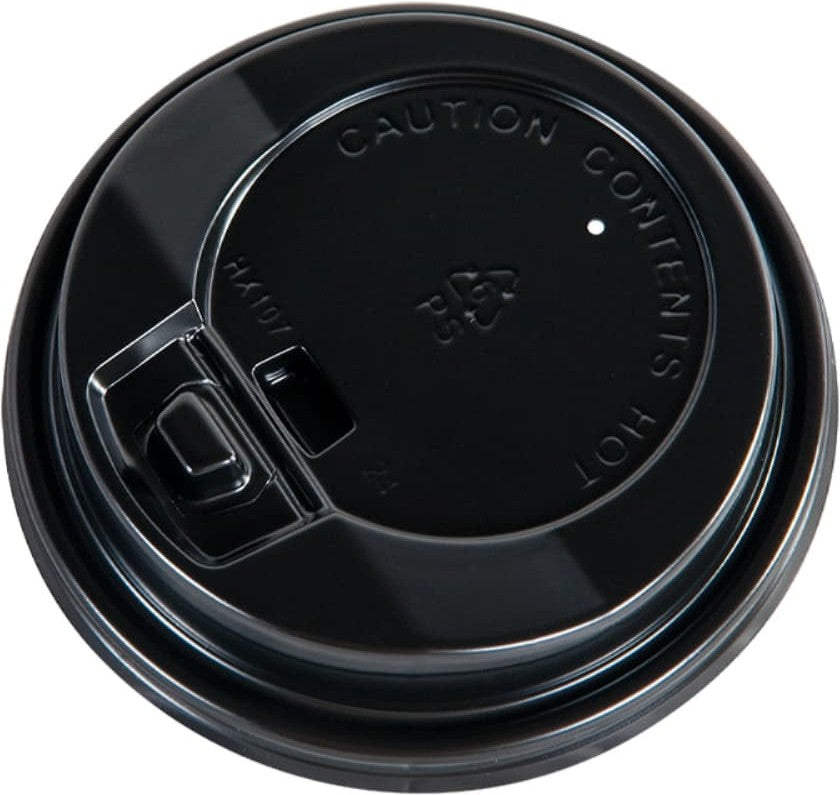 YesEco - 10-20 Oz Black Dome Hot Cup Lid, 1000/Cs - DOM1020BLK2