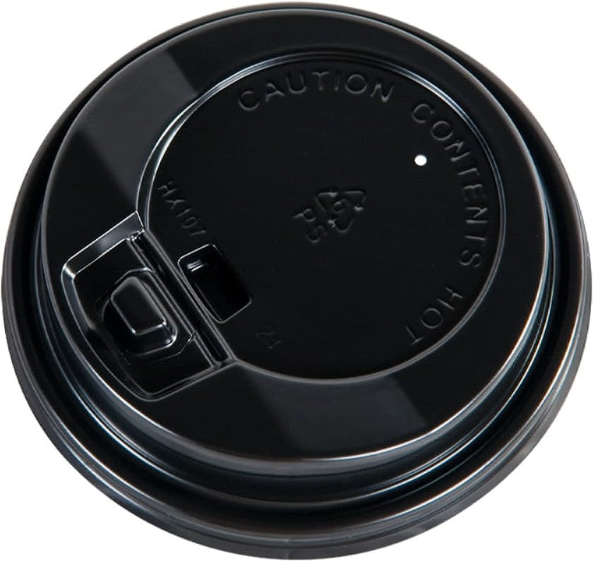 YesEco - 10-20 Oz Black Dome Hot Cup Lid, 1000/Cs - DOM1020BLK