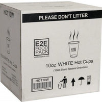 YesEco - 10 Oz White Paper Coffee Hot Cup, 1000/Cs - HOT10W