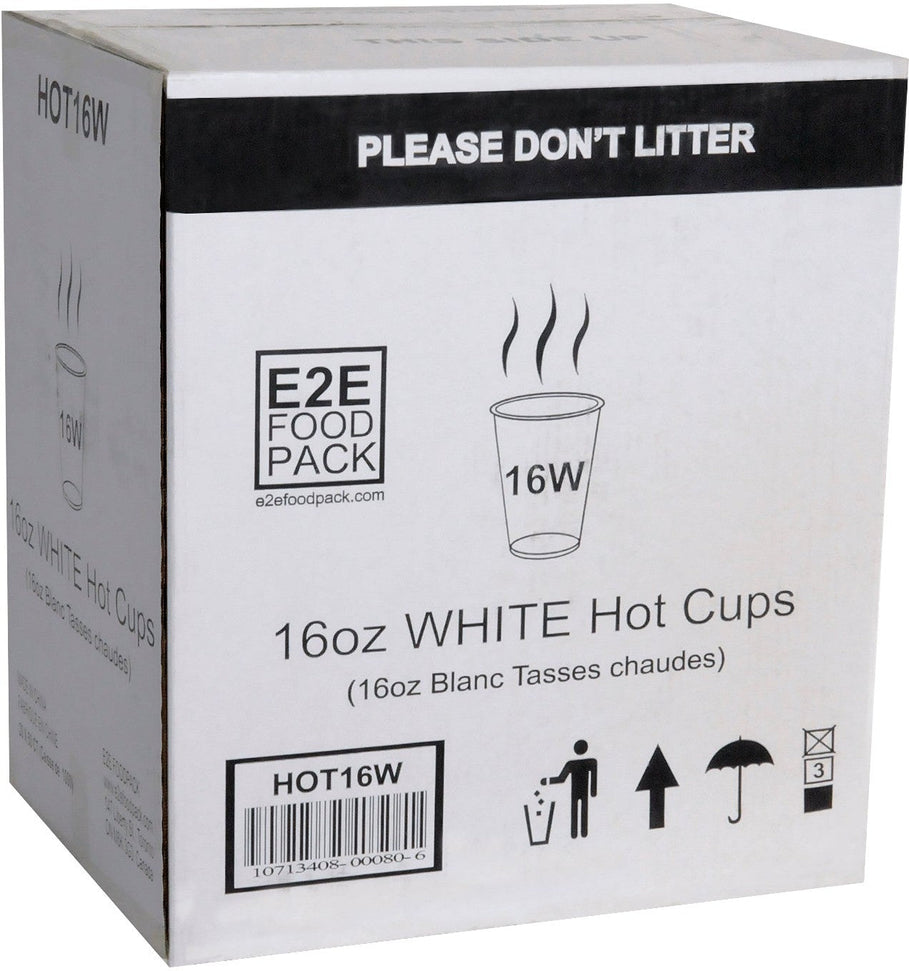 YesEco - 16 Oz White Paper Coffee Hot Cup, 1000/Cs - HOT16W (Special Order Item)