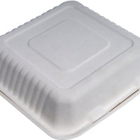 YesEco - 9" Bagasse Food Clam Hinged Container, 200/Cs - BAG-9-200CLN