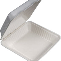 YesEco - 9" x 6" x 3" Bagasse Hinged Container, 200/Cs - BAG-963-200CLN