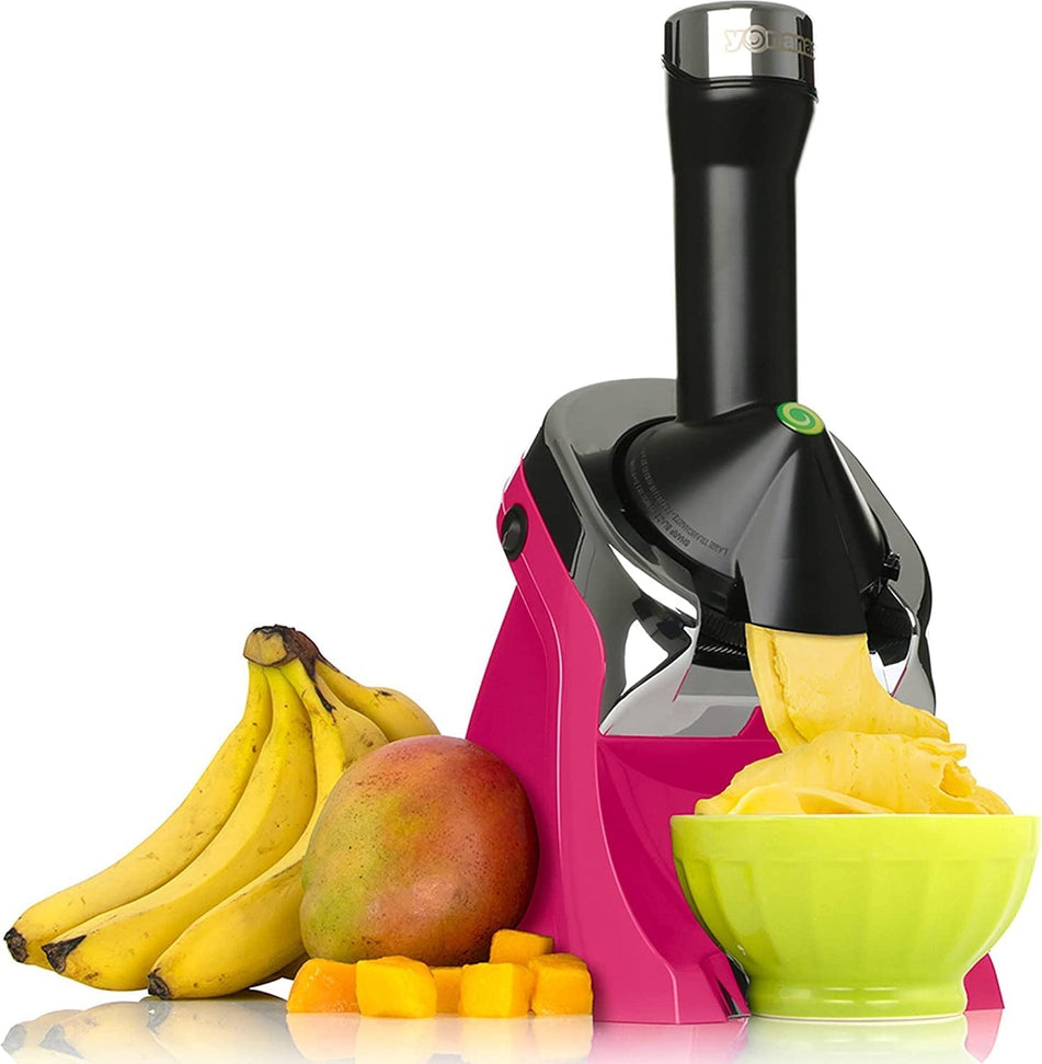 Yonanas - 200 Watts Hot Pink Deluxe Vegan Frozen Soft-Serve Dessert Maker with Premium Chrome Design - IC0988HP13 - DISCONTINUED