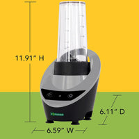 Yonanas - 300 Watts Grey Personal Blender with 13.5-Ounce Portable Cup and Drinking Lid for Shakes and Smoothies - YOPB300GY