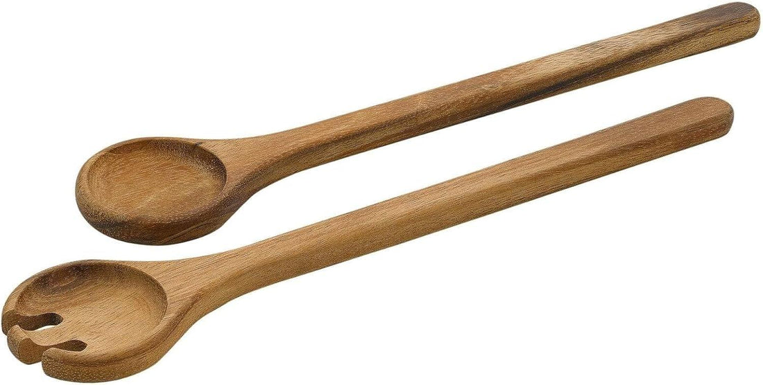 Zassenhaus - 13.75" Natural Acacia Wood Salad Serving Utensil Set, 2 Pcs - M059342
