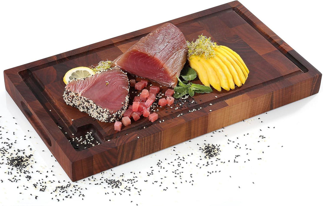 Zassenhaus - 21" Walnut End Grain Chopping Block Cutting Board with Juice Groove and Integrated Handles - M057317