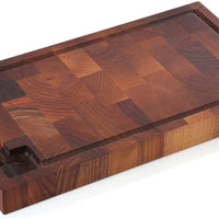 Zassenhaus - 21" Walnut End Grain Chopping Block Cutting Board with Juice Groove and Integrated Handles - M057317