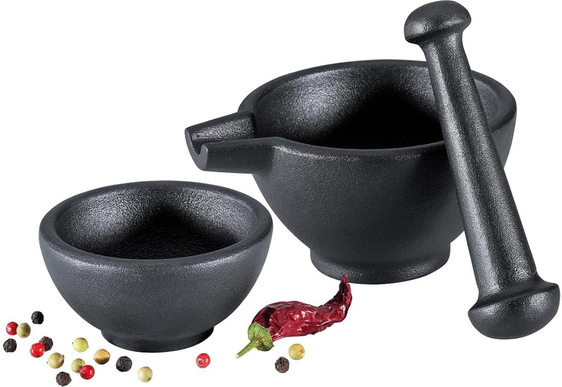 Zassenhaus - 3 Pc Black Cast Iron Mortar & Pestle - M076073