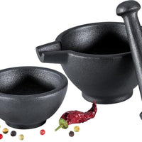 Zassenhaus - 3 Pc Black Cast Iron Mortar & Pestle - M076073