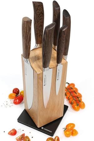 Zassenhaus - 5" Oak Wood Magnetic Spinning Knife Block - M078237