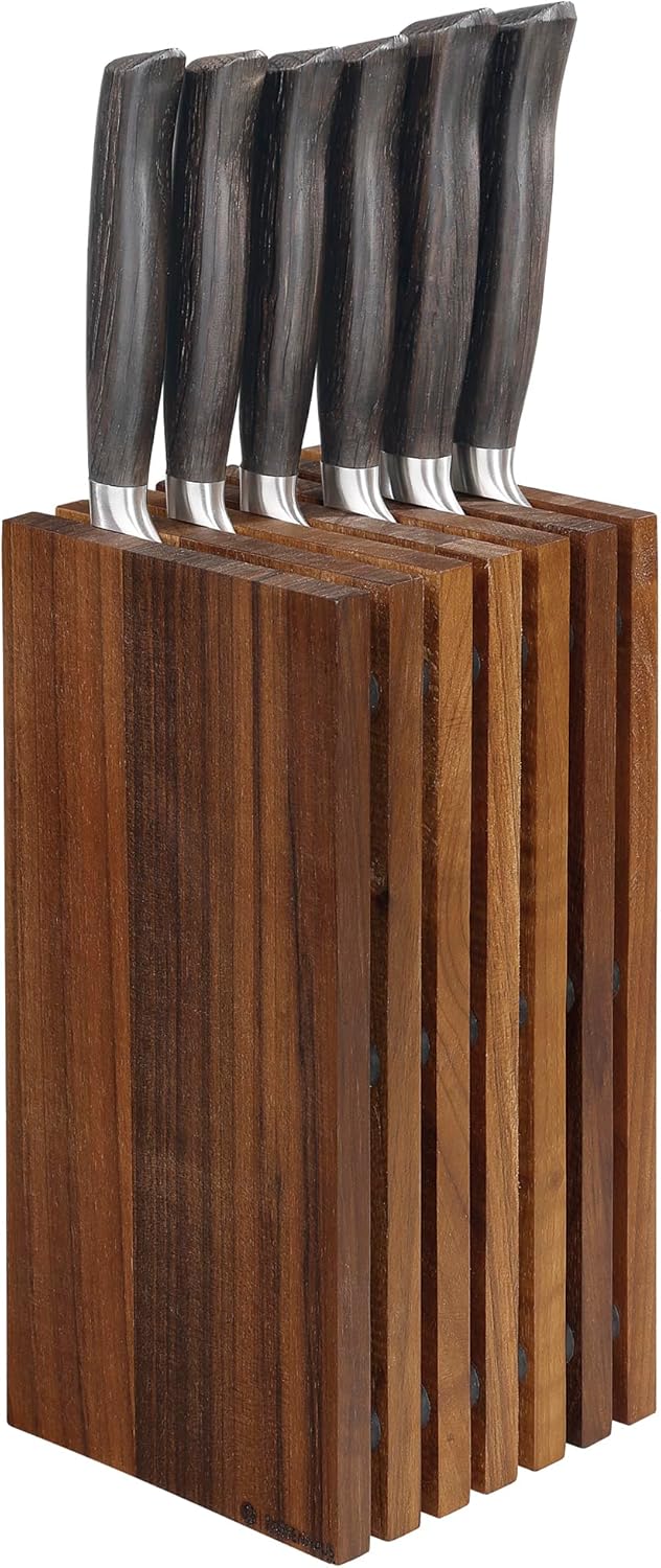 Zassenhaus - 5.4" Walnut Wooden Slotted Knife Block with 12 Knife Storage - M078183