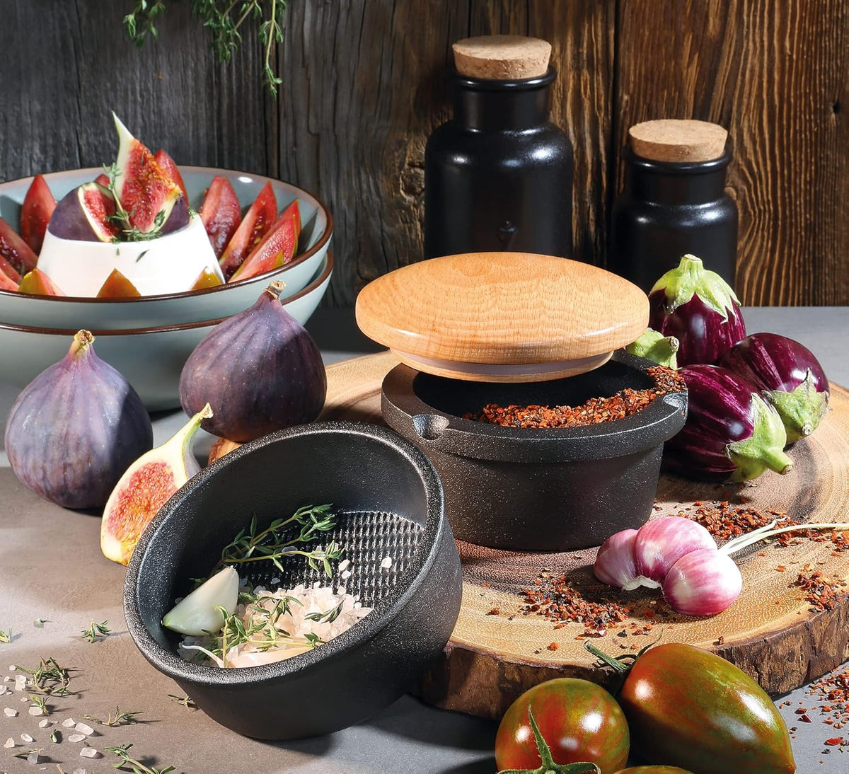 Zassenhaus - 5.4" X-Large Cast Iron Spice Grinder Set with Beech Wood Lid - M076141