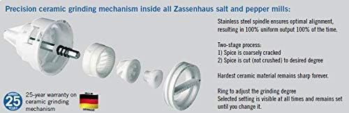 Zassenhaus - Augsburg 7" Black/Silver Wood, Stainless-Steel Salt Grinder Mill - M025071