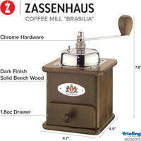 Zassenhaus - Brasilia 4.72" Dark/Chrome Beech Wood Manual Coffee Mill - M040012