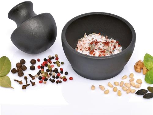 Zassenhaus - Manu 4" x 3" Black Cast Iron Mortar & Pestle - M076127