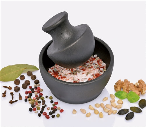 Zassenhaus - Manu 4" x 3" Black Cast Iron Mortar & Pestle - M076127