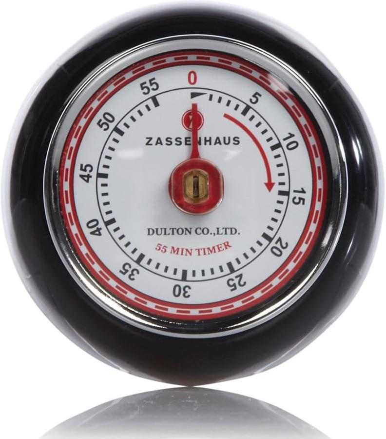 Zassenhaus - Retro 2.75" Black Magnetic 60 Minute Kitchen Timer - M072310