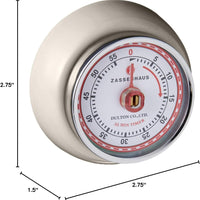 Zassenhaus - Retro 2.75" Cream Magnetic 60 Minute Kitchen Timer - M072334