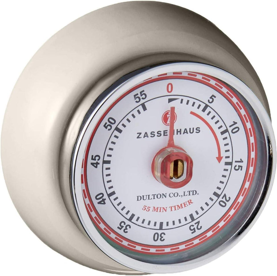 Zassenhaus - Retro 2.75" Cream Magnetic 60 Minute Kitchen Timer - M072334