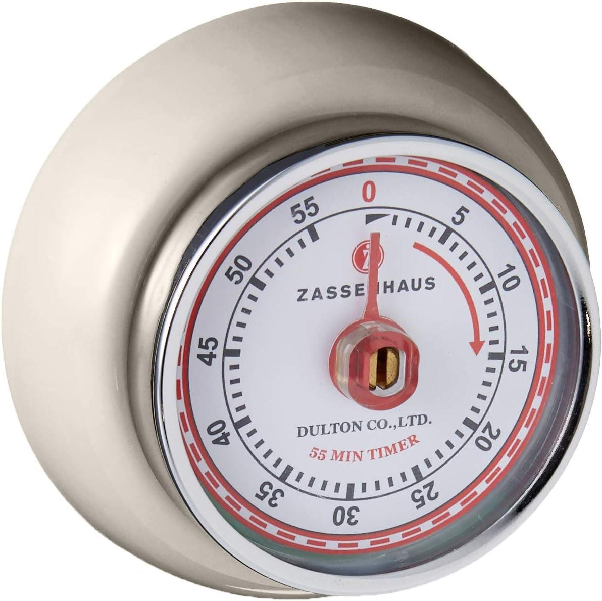Zassenhaus - Retro 2.75" Cream Magnetic 60 Minute Kitchen Timer - M072334