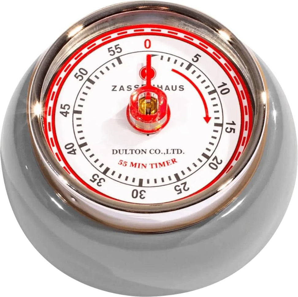 Zassenhaus - Retro 2.75" Gray Magnetic 60 Minute Kitchen Timer - M071795