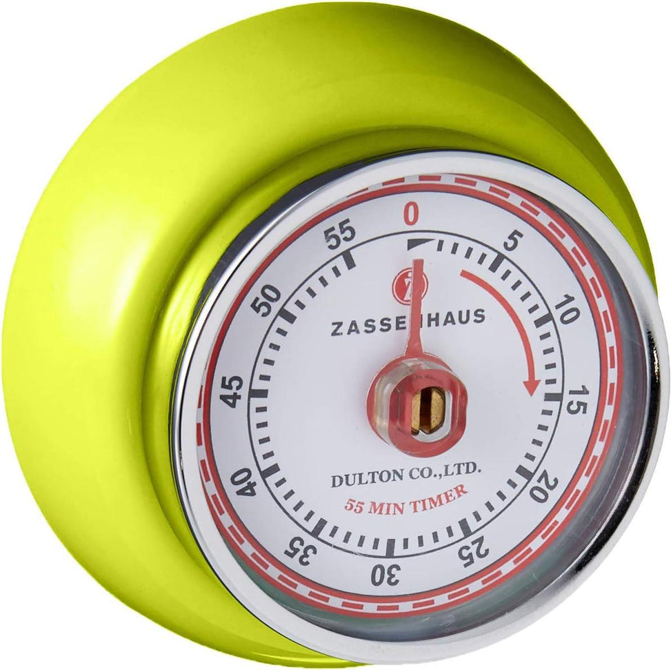 Zassenhaus - Retro 2.75" Kiwi Green Magnetic 60 Minute Kitchen Timer - M072259
