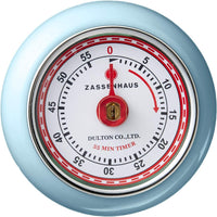 Zassenhaus - Retro 2.75" Light Blue Magnetic 60 Minute Kitchen Timer - M072358