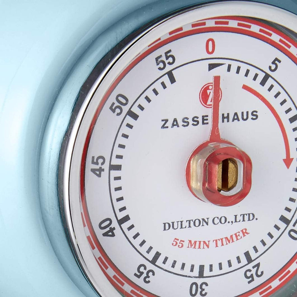 Zassenhaus - Retro 2.75" Light Blue Magnetic 60 Minute Kitchen Timer - M072358