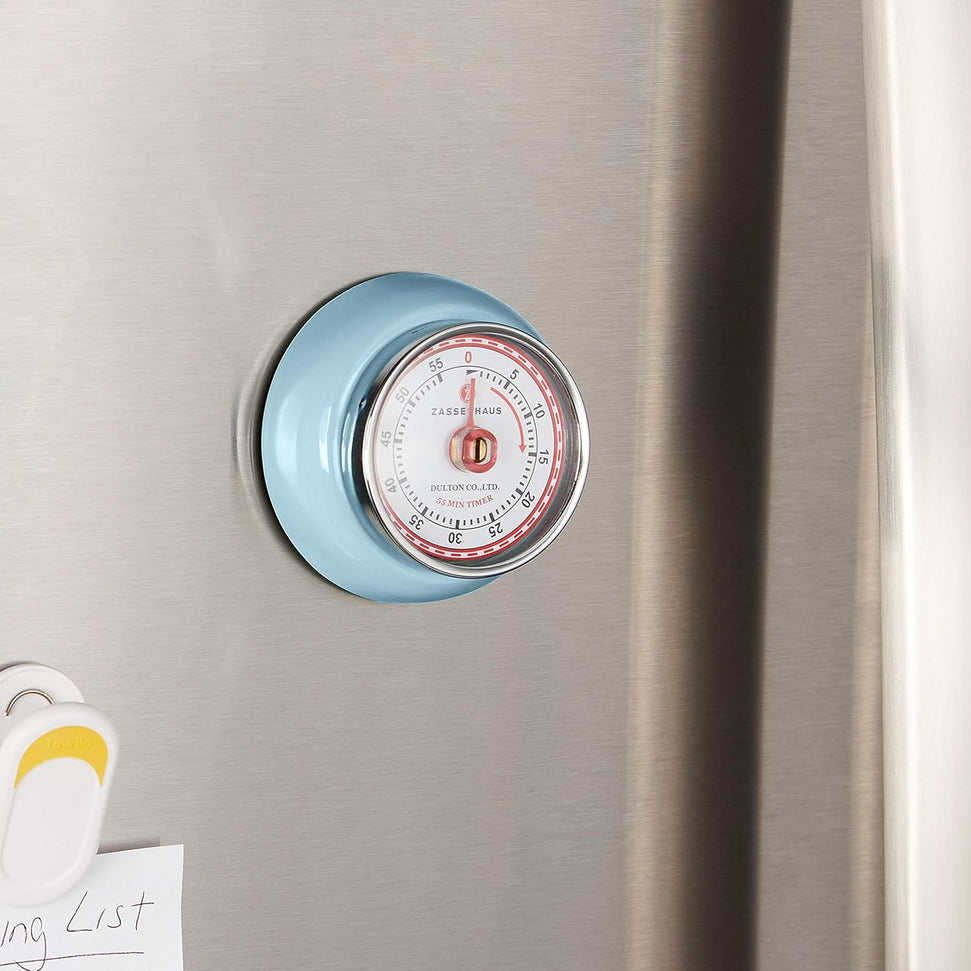 Zassenhaus - Retro 2.75" Light Blue Magnetic 60 Minute Kitchen Timer - M072358