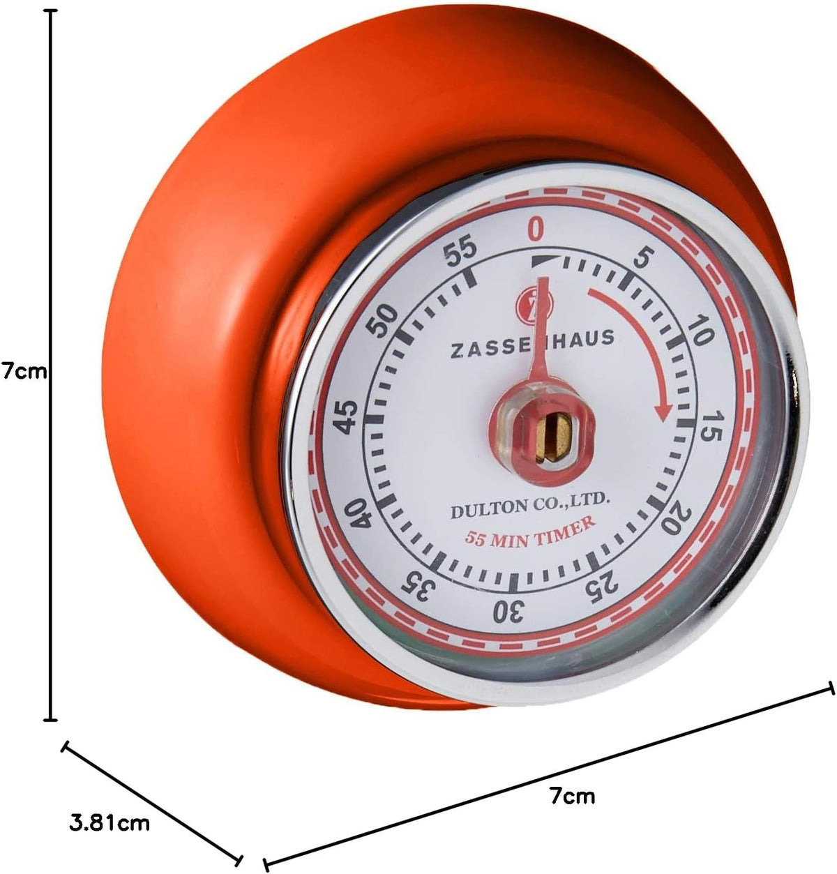 Zassenhaus - Retro 2.75" Magnetic Retro 60 Minute Kitchen Timer - M072389