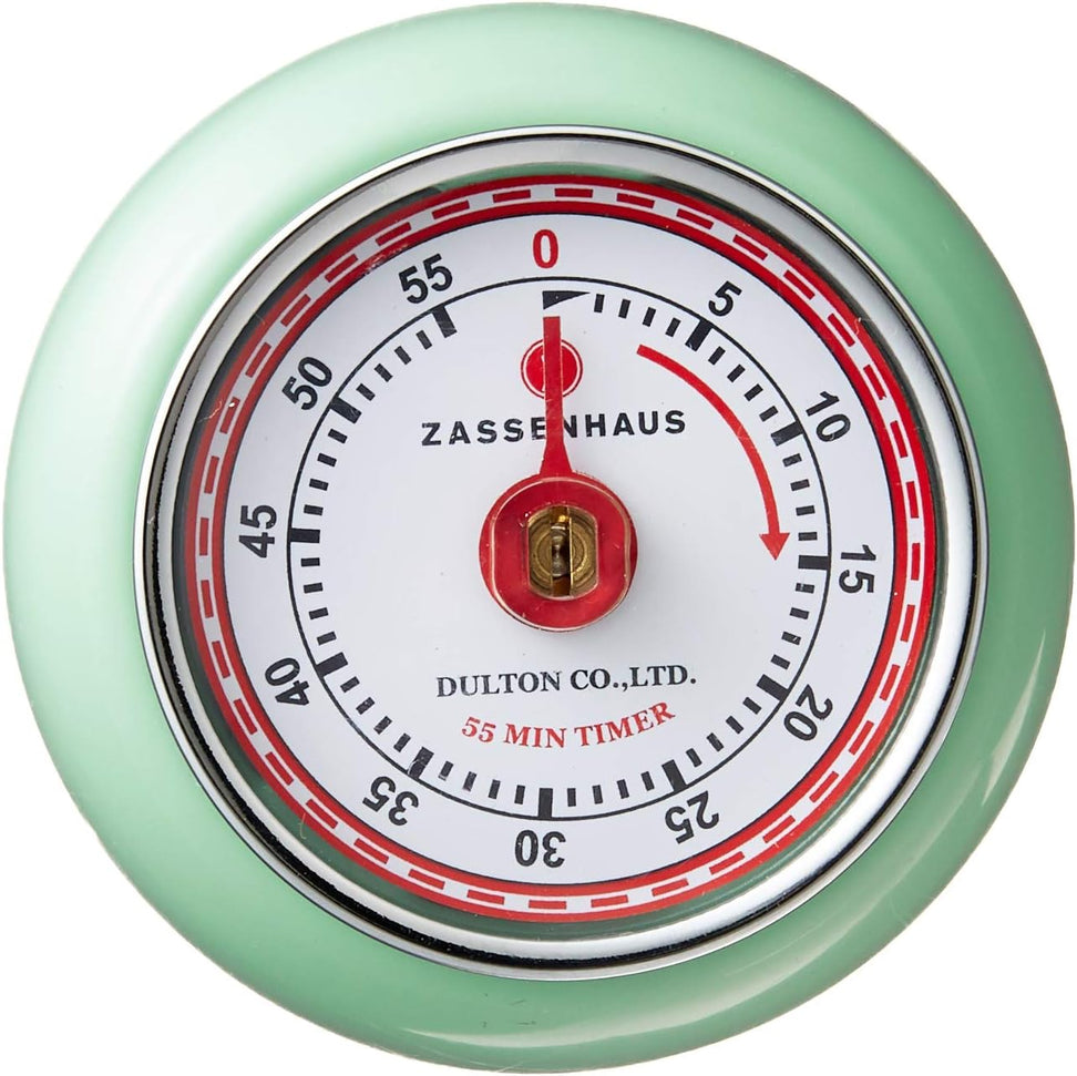 Zassenhaus - Retro 2.75" Mint Green Magnetic 60 Minute Kitchen Timer - M072365
