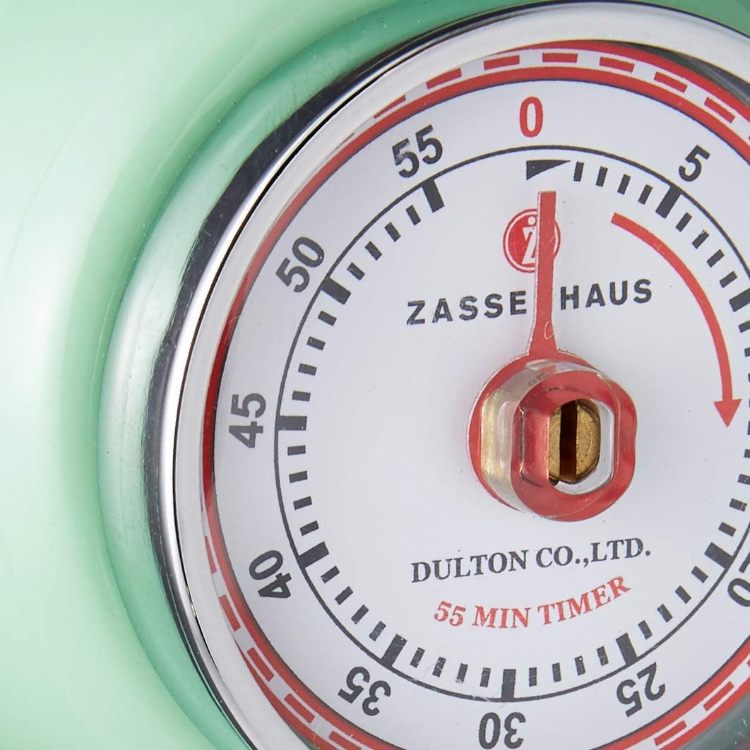 Zassenhaus - Retro 2.75" Mint Green Magnetic 60 Minute Kitchen Timer - M072365