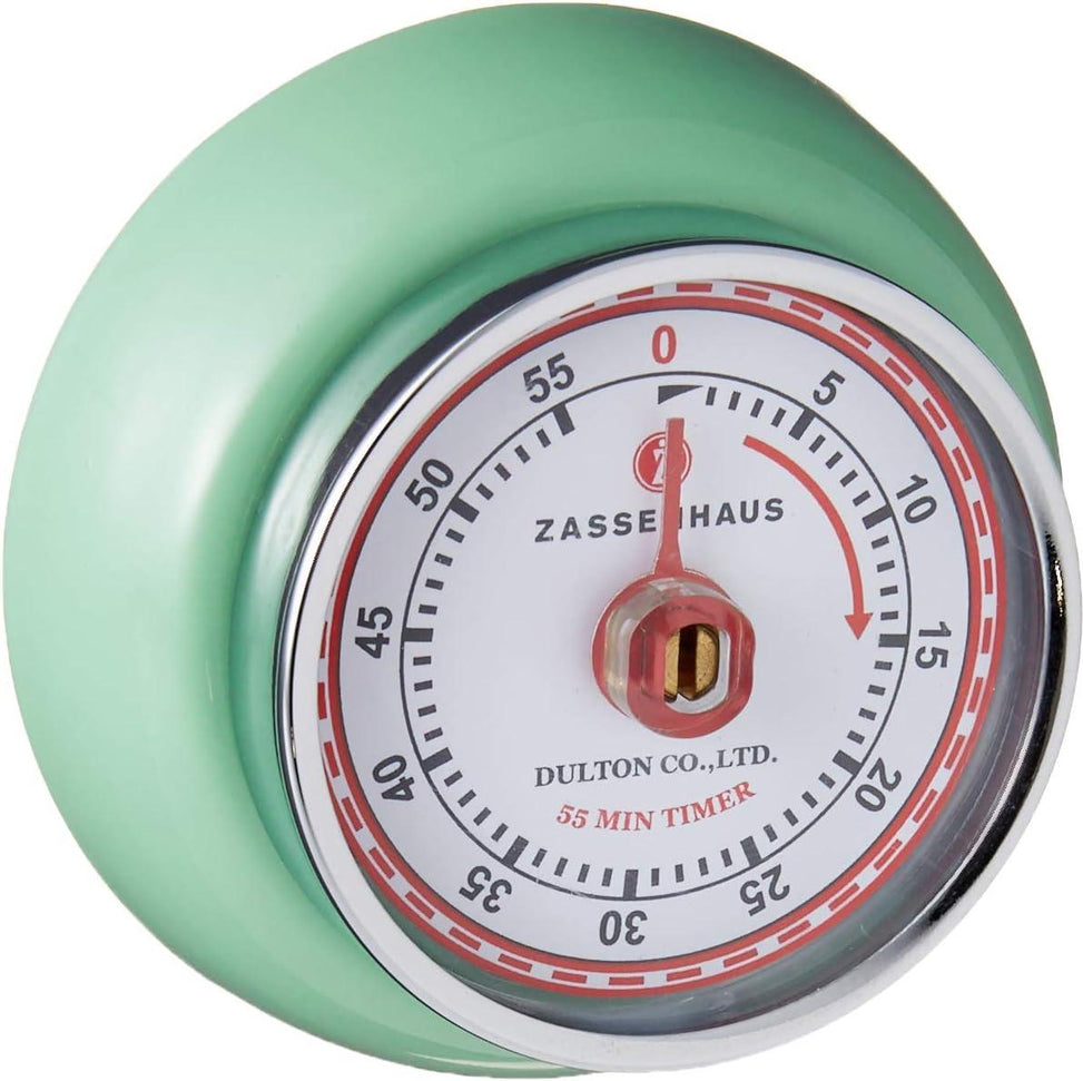 Zassenhaus - Retro 2.75" Mint Green Magnetic 60 Minute Kitchen Timer - M072365